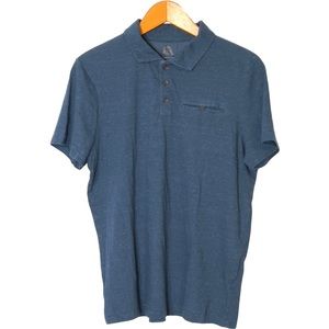 Rock & Republic Blue Space Dye Soft Iconic Polo T Shirt M